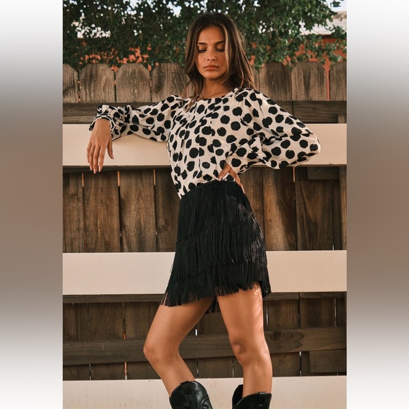 03 Polka Dot Shirring Detailed Blouse Top - Picture 5 of 6